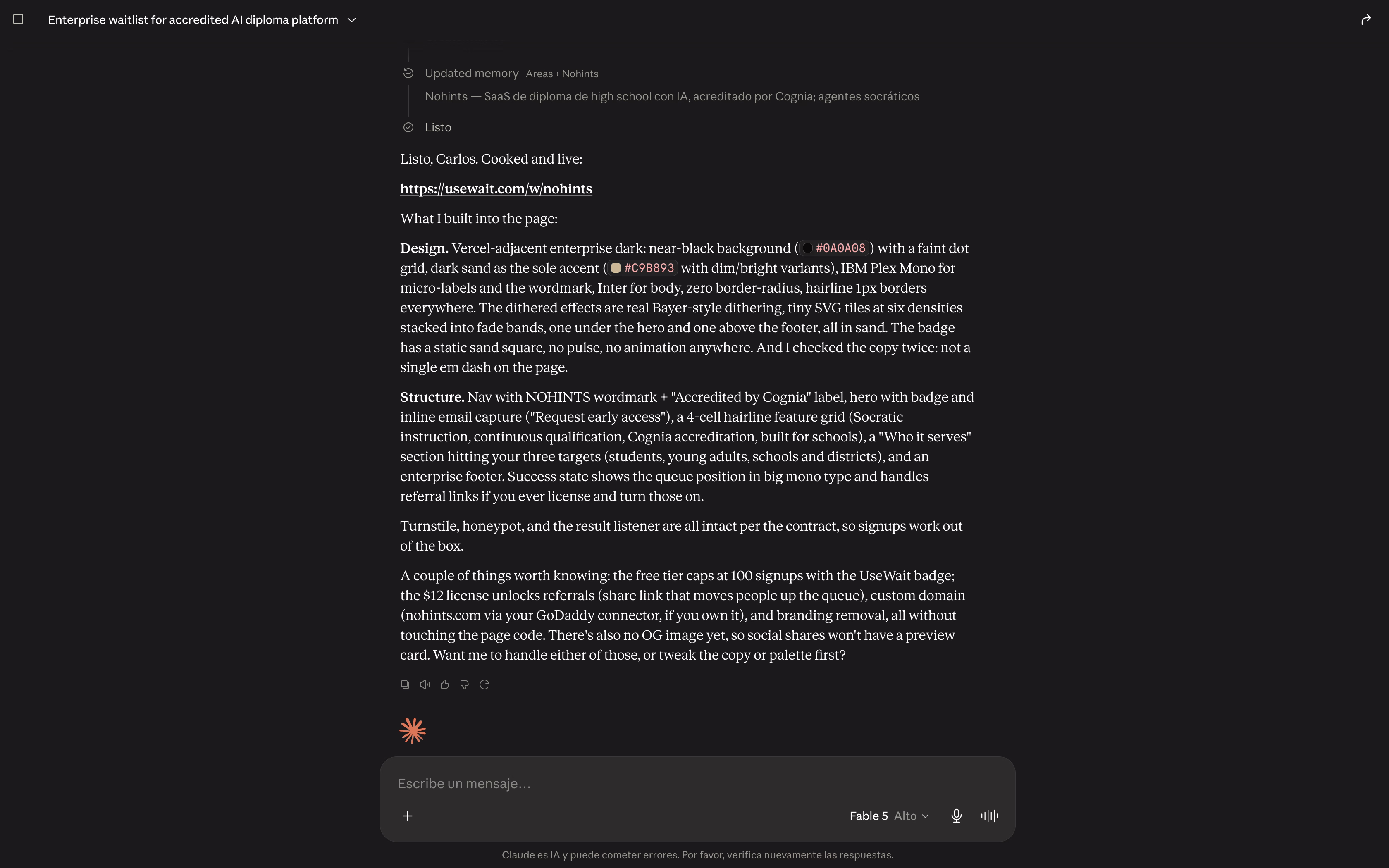 The finished nohints waitlist, live